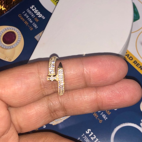 10k Solid real gold nail ring, Not plated, free appraisal, custom made gift ring - Picture 5 of 7